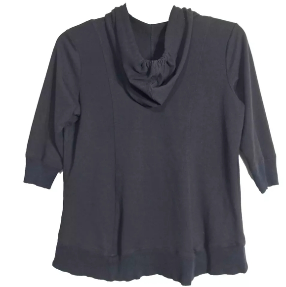 STYLE & CO Sport Relaxed Essentials Black Hoodie Size PM 3/4 Sleeve Full Zip EUC - Picture 7 of 12